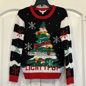 NWT Christmas Sweater Light It Up  Tinsel Bells small (3-5) NoBo